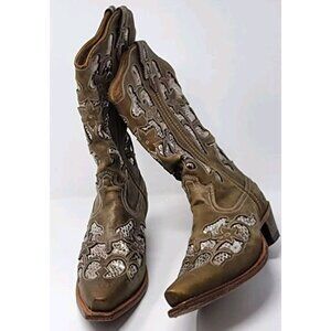 Twisted X Steppin Out Brown Leather Python Inset Cowboy Western Daisy Jones Boot
